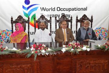 01.VC KMU Prof Dr Arshad javaid, Dr Ilyas Sayed, Dr haider Darian during World Occupational Therapy Day Celebration (Custom)1540880144.JPG