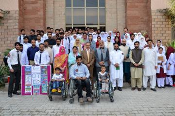 03.Group Photo of VC KMU Prof Dr Arshad javaid, Dr Ilyas Sayed, Dr haider Darian during World Occupational Therapy Day Celebration (Custom)1540880144.JPG